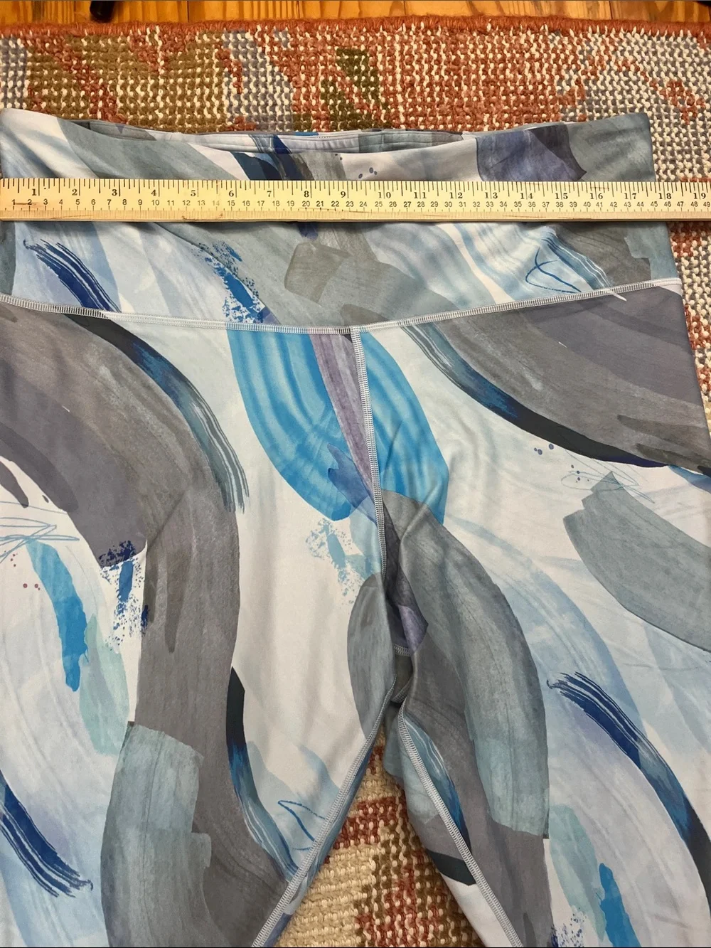 Athleta Elation Flare Pant 2X Purple Blue Abstract Print Yoga Leggings EUC - Picture 2 of 7